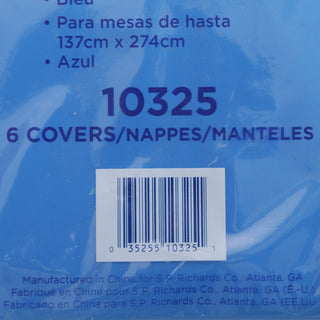 Genuine Joe Plastic Rectangular Table Covers - 108" Length x 54" Width - Plastic - Blue - 6 / Pack - 