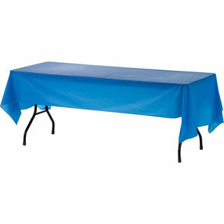Genuine Joe Plastic Rectangular Table Covers - 108" Length x 54" Width - Plastic - Blue - 6 / Pack - 