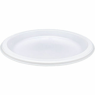 Genuine Joe 9" Reusable Plastic Plates - Serving - Disposable - White - Plastic Body - 125 / Pack