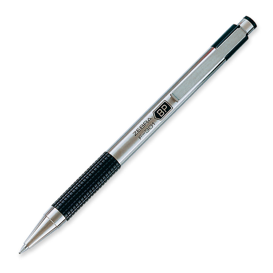 Zebra STEEL 3 Series F-301 Retractable Ballpoint Pen - Fine Pen Point - 0.7 mm Pen Point Size - Refillable - Retractable - Black - Stainless Steel Barrel - 1 Each - 