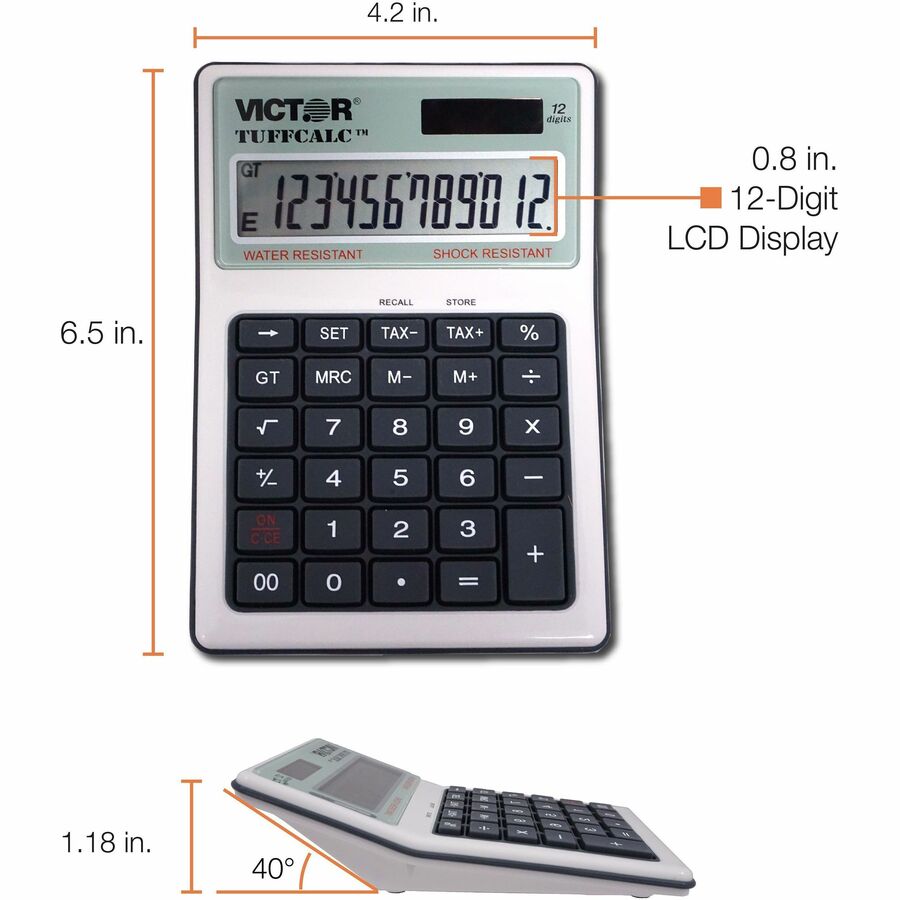 TUFFCALC Desktop Calculator, 12-Digit LCD