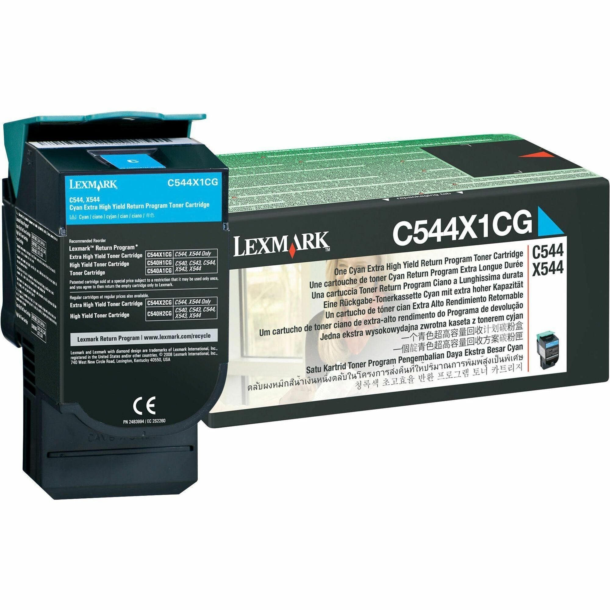 C544X1CG Return Program Extra High-Yield Toner, 4,000 Page-Yield, Cyan