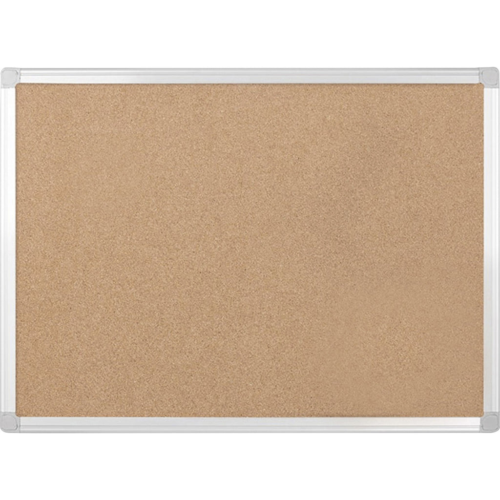 Earth Cork Board, 72 x 48, Tan Surface, Silver Aluminum Frame