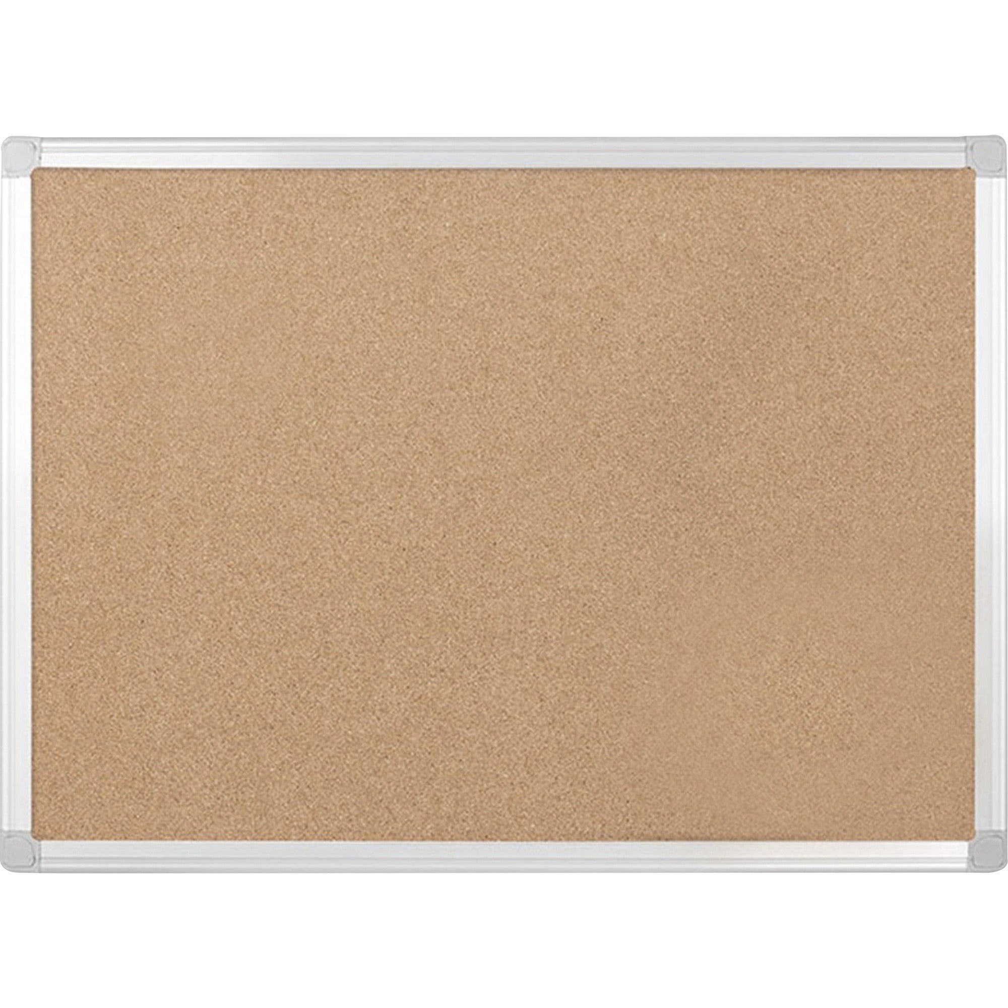 Earth Cork Board, 72 x 48, Tan Surface, Silver Aluminum Frame