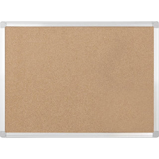 Earth Cork Board, 72 x 48, Tan Surface, Silver Aluminum Frame