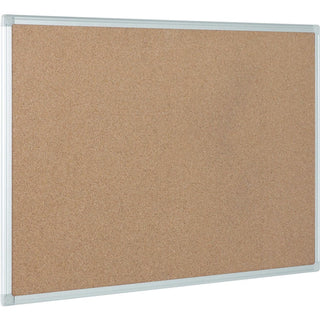 Earth Cork Board, 72 x 48, Tan Surface, Silver Aluminum Frame