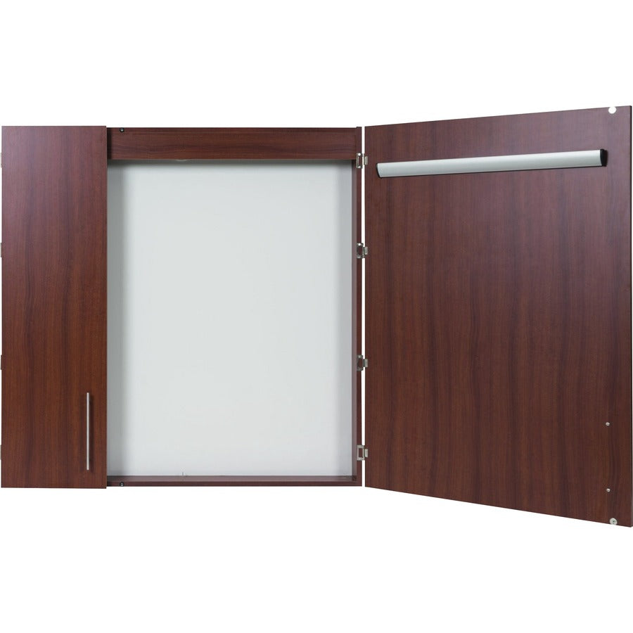 MasterVision 2-door Cherry Conference Cabinet - 48" Height x 48" Width - Porcelain Steel Surface - Cherry Wood Frame - 1 Each - 