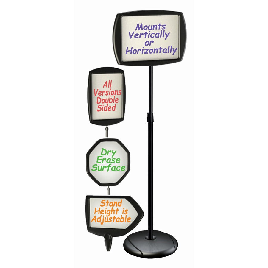 MasterVision Interchangeable Floor Pedestal Sign - 1 Each - Please Wait To Be Seated, Authorized Personnel Only, Please Watch Your Step, Please Seat Yourself, Smoking In Designated Areas Only, Smoking Permitted In This Area Only, Welcome Please Regis - 