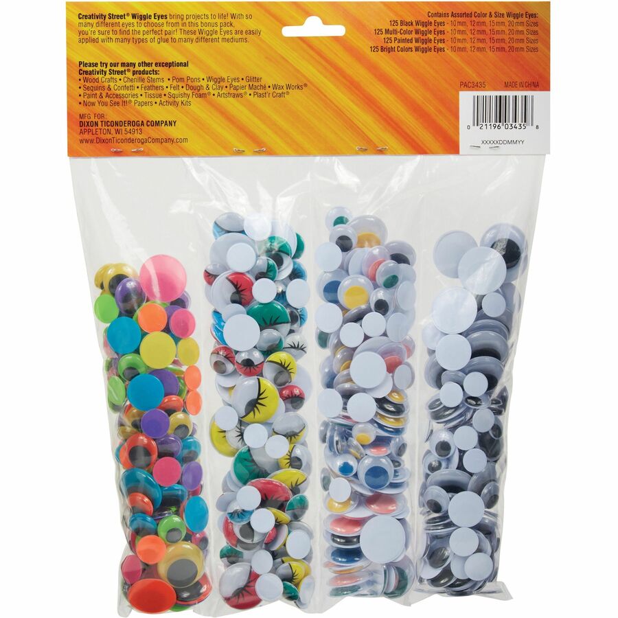 Creativity Street Wiggle Eyes Assortment - Craft - 500 Piece(s) - 500 / Pack - Assorted
