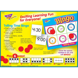 Trend Telling Time Bingo Game - Theme/Subject: Learning - Skill Learning: Time, Language - 6-8 Year