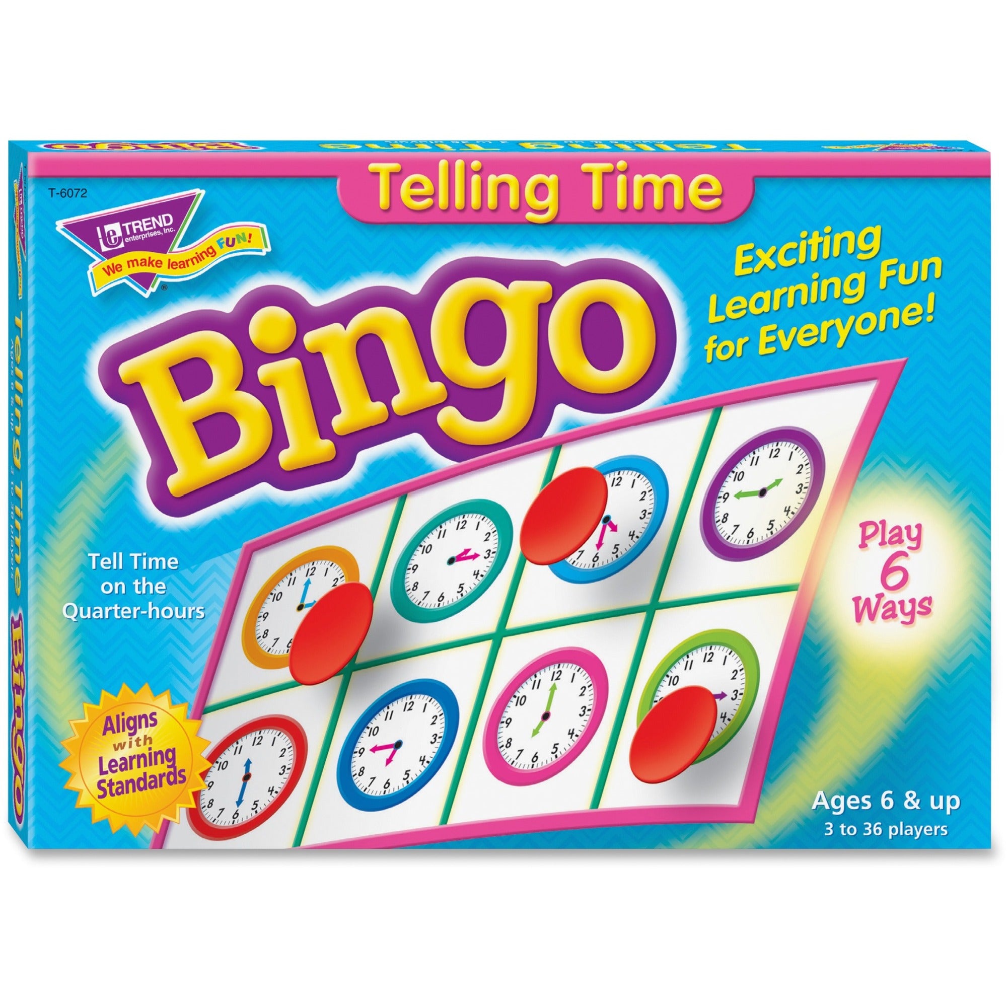 Trend Telling Time Bingo Game - Theme/Subject: Learning - Skill Learning: Time, Language - 6-8 Year - 