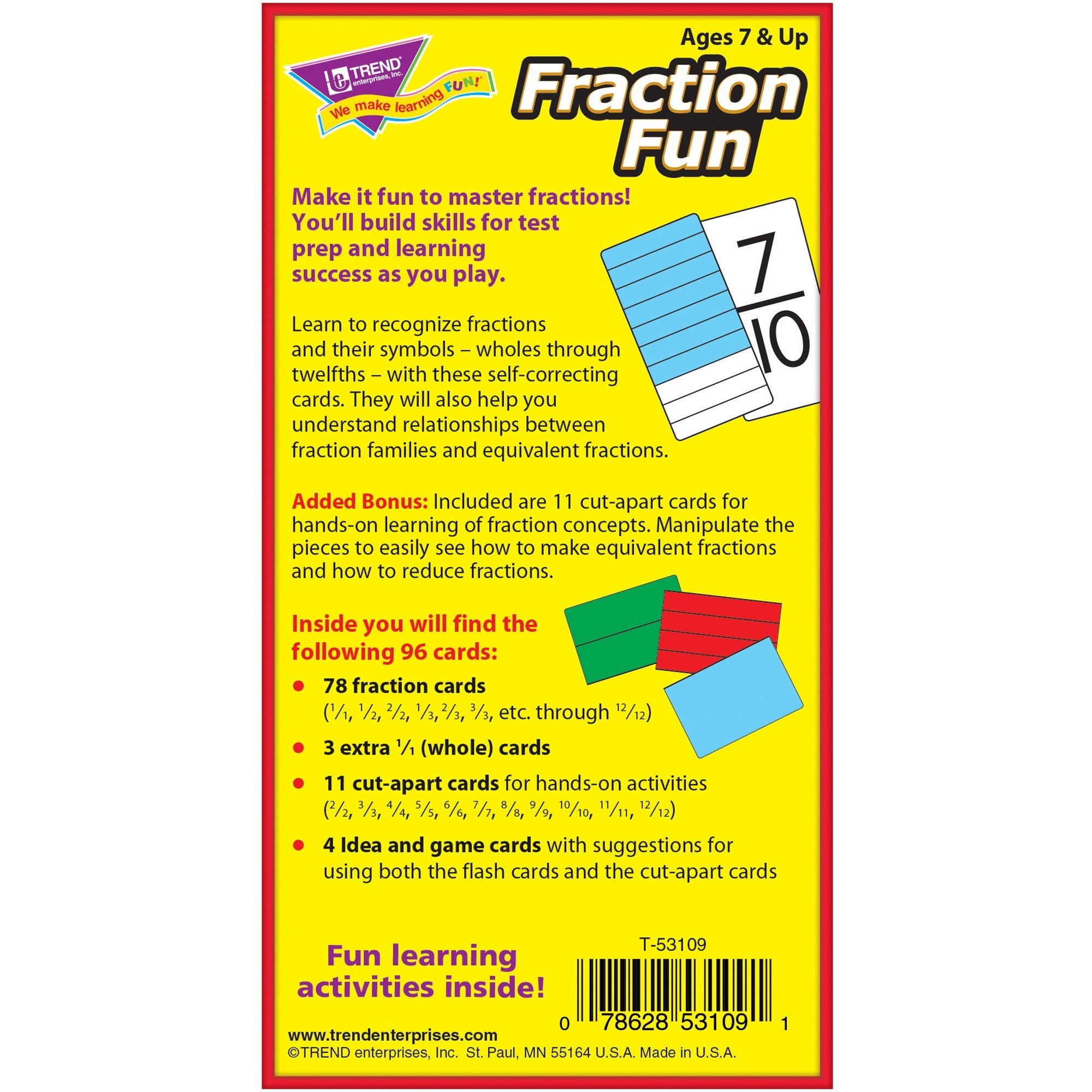 Trend Fraction Fun Flash Cards - Educational - 1 / Box - 
