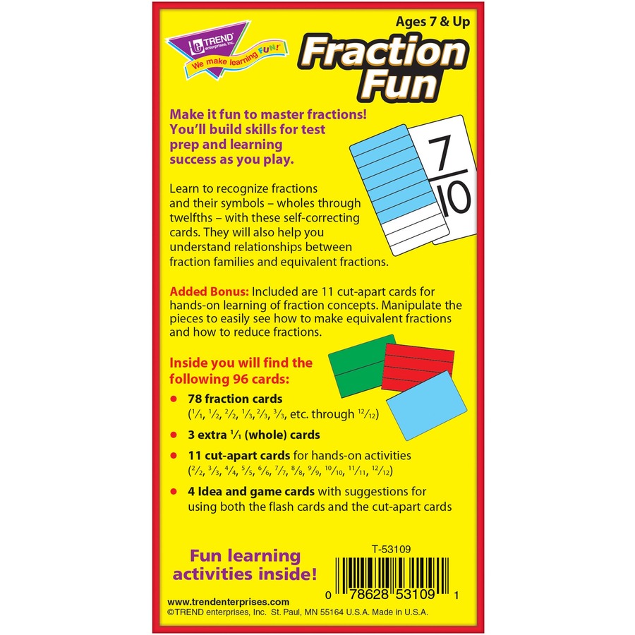 Trend Fraction Fun Flash Cards - Educational - 1 / Box