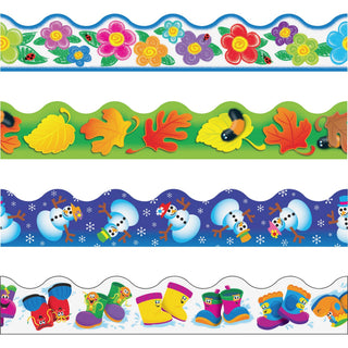 Trend Four Seasons Trimmer Pack - 4 x Seasonal Image Shape - Precut, Reusable - 1872" Length - 48 / Set - 