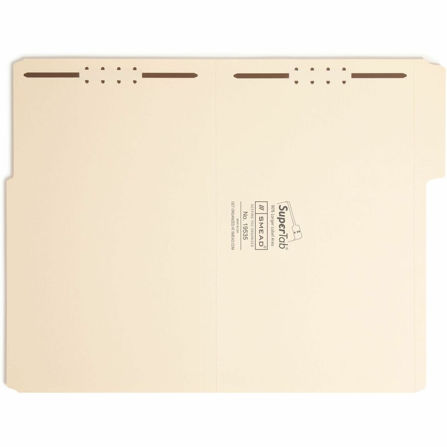 SuperTab Reinforced Guide Height Fastener Folders, 11-pt Manila, 0.75" Expansion, 2 Fasteners, Legal Size, Manila, 50/Box
