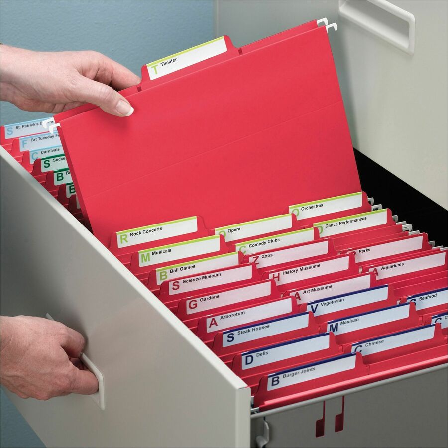 FasTab Hanging Folders, Letter Size, 1/3-Cut Tabs, Red, 20/Box