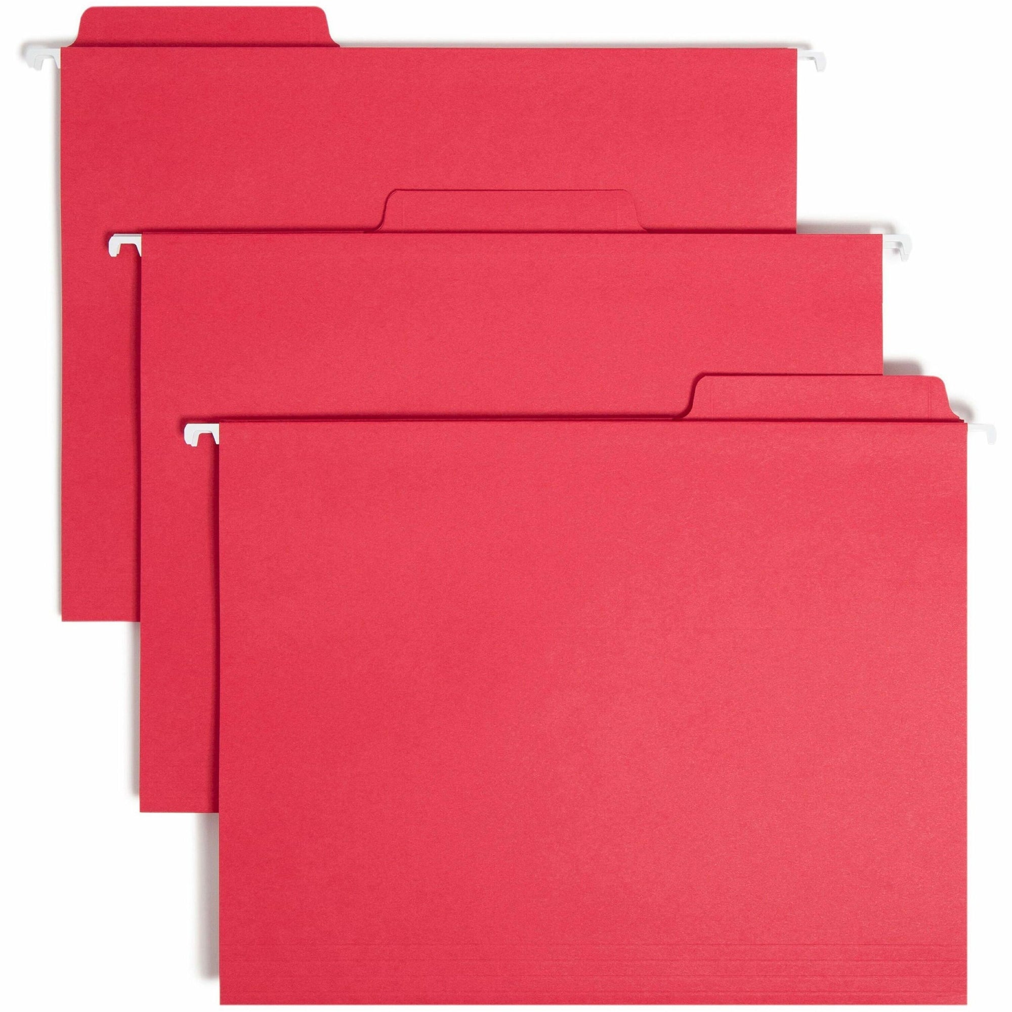 FasTab Hanging Folders, Letter Size, 1/3-Cut Tabs, Red, 20/Box
