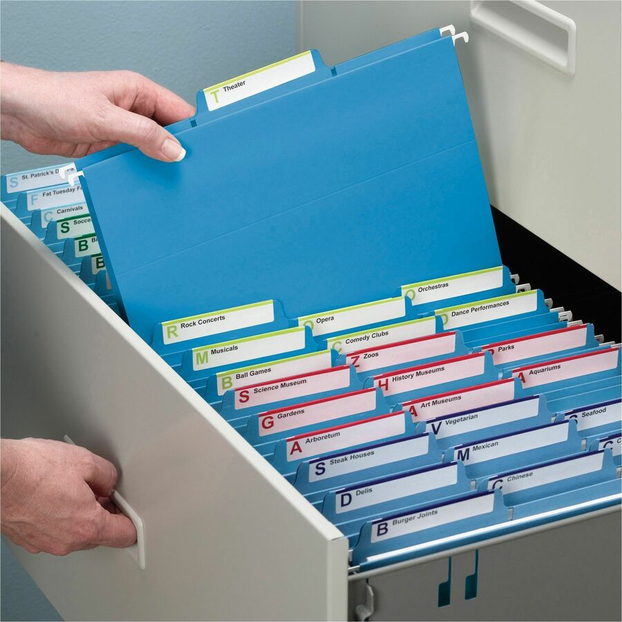 FasTab Hanging Folders, Letter Size, 1/3-Cut Tabs, Blue, 20/Box