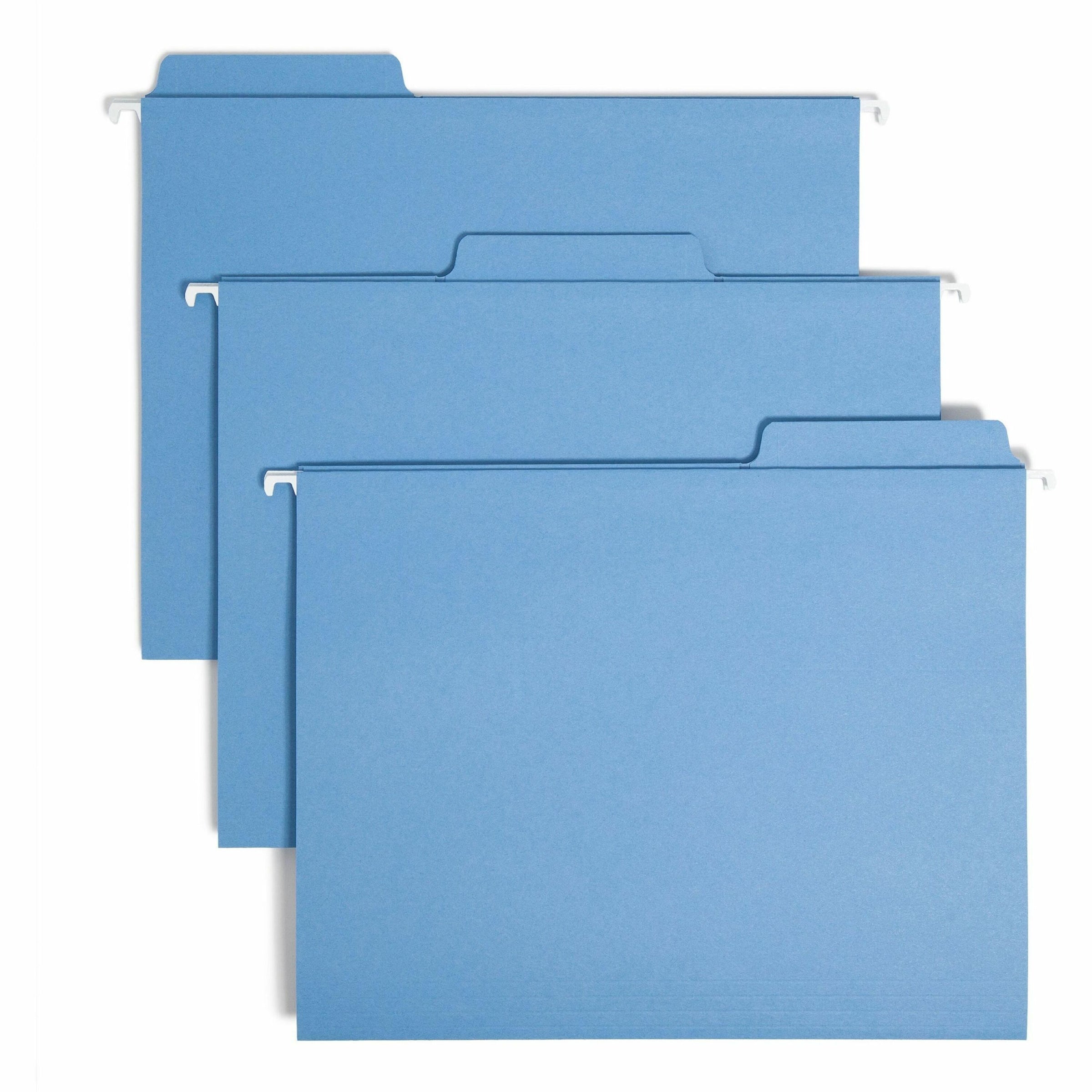 FasTab Hanging Folders, Letter Size, 1/3-Cut Tabs, Blue, 20/Box