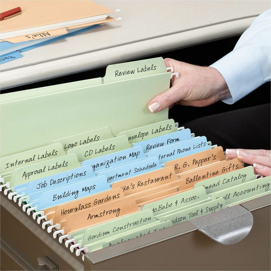FasTab Hanging Folders, Letter Size, 1/3-Cut Tabs, Assorted Earthtone Colors, 18/Box