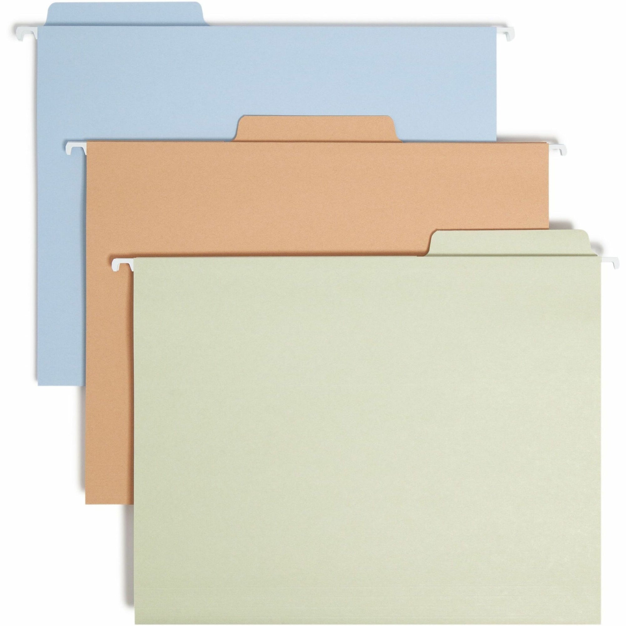 FasTab Hanging Folders, Letter Size, 1/3-Cut Tabs, Assorted Earthtone Colors, 18/Box