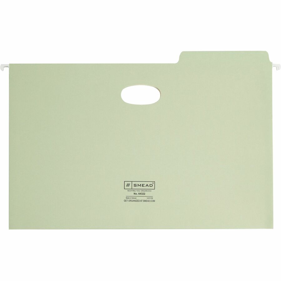 Smead FasTab 1/3 Tab Cut Legal Recycled Hanging Folder - 8 1/2" x 14" - 3 1/2" Expansion - Top Tab Location - Assorted Position Tab Position - Moss - 10% Recycled - 9 / Box - 