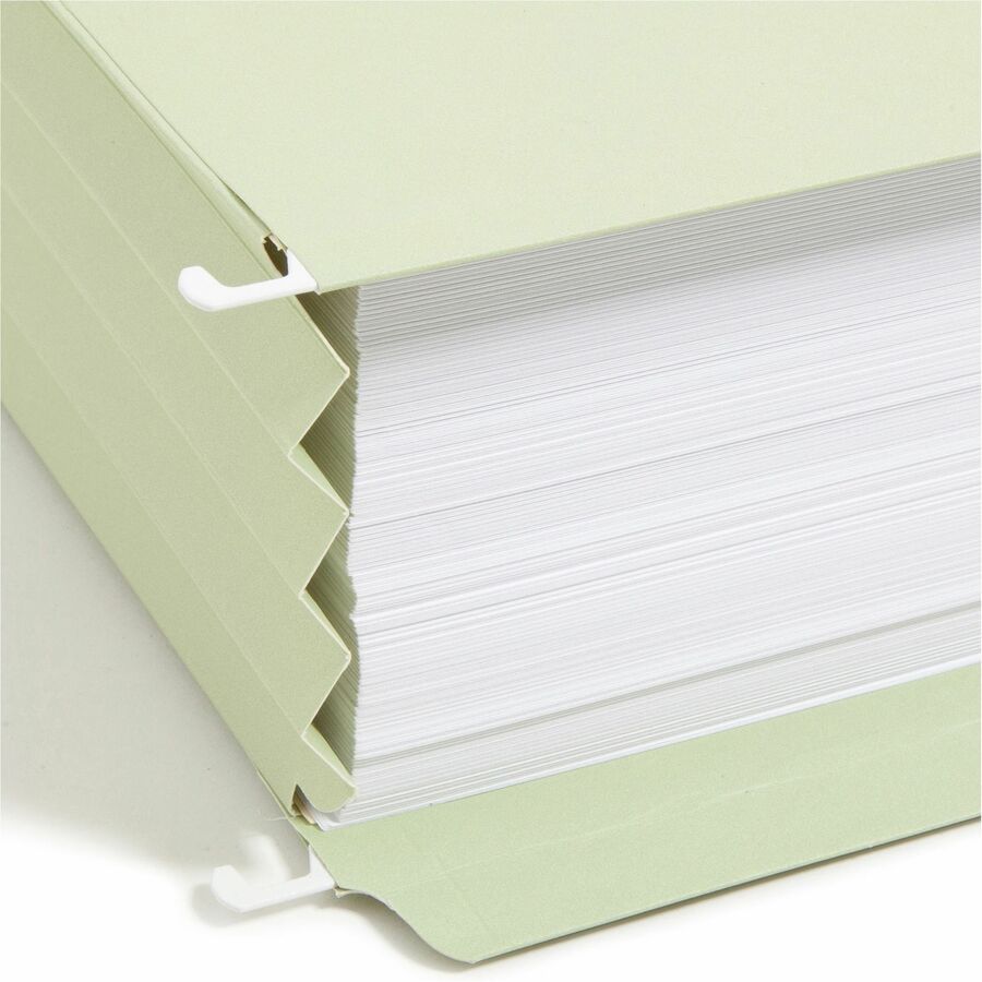 Smead FasTab 1/3 Tab Cut Legal Recycled Hanging Folder - 8 1/2" x 14" - 3 1/2" Expansion - Top Tab Location - Assorted Position Tab Position - Moss - 10% Recycled - 9 / Box - 