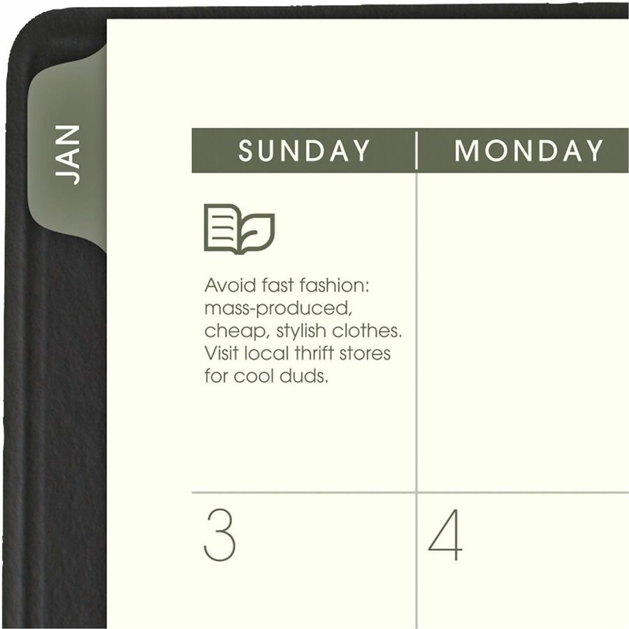 At-A-Glance Recycled Appointment Book Planner - Julian Dates - Weekly - January 2024 - December 2024 - 8:00 AM to 5:00 PM - Hourly - 1 Week Double Page Layout - 4 7/8" x 8" Sheet Size - Desk Pad - Black - Tabbed, Phone Directory, Address Directory -