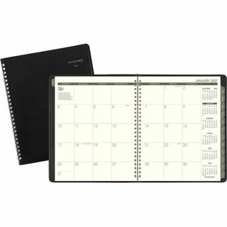 Recycled Monthly Planner with Perforated Memo Section, 8.75 x 7, Black Cover, 12-Month (Jan to Dec): 2024