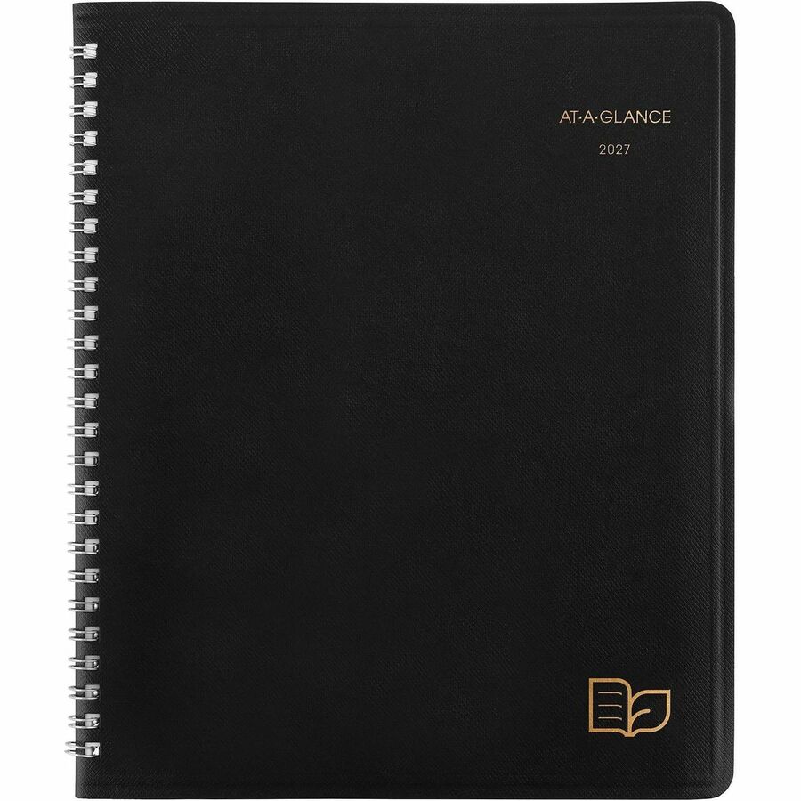 Recycled Monthly Planner with Perforated Memo Section, 8.75 x 7, Black Cover, 12-Month (Jan to Dec): 2024