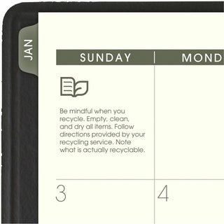 Recycled Monthly Planner with Perforated Memo Section, 8.75 x 7, Black Cover, 12-Month (Jan to Dec): 2024