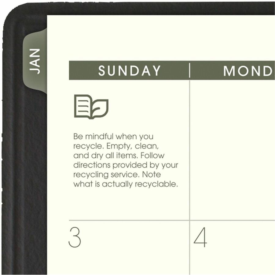 Recycled Monthly Planner with Perforated Memo Section, 8.75 x 7, Black Cover, 12-Month (Jan to Dec): 2024
