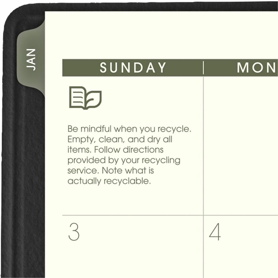 Recycled Monthly Planner, 11 x 9, Black Cover, 13-Month (Jan to Jan): 2024 to 2025