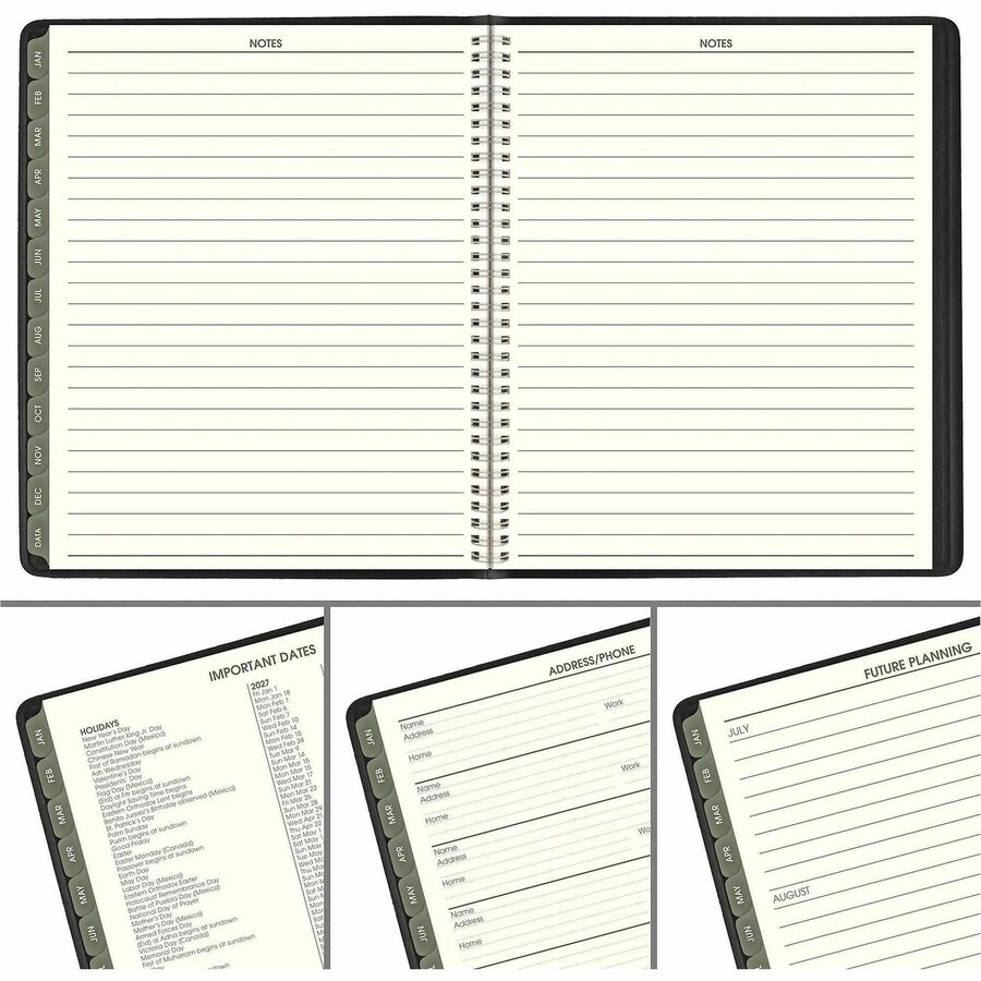 Recycled Monthly Planner, 11 x 9, Black Cover, 13-Month (Jan to Jan): 2024 to 2025