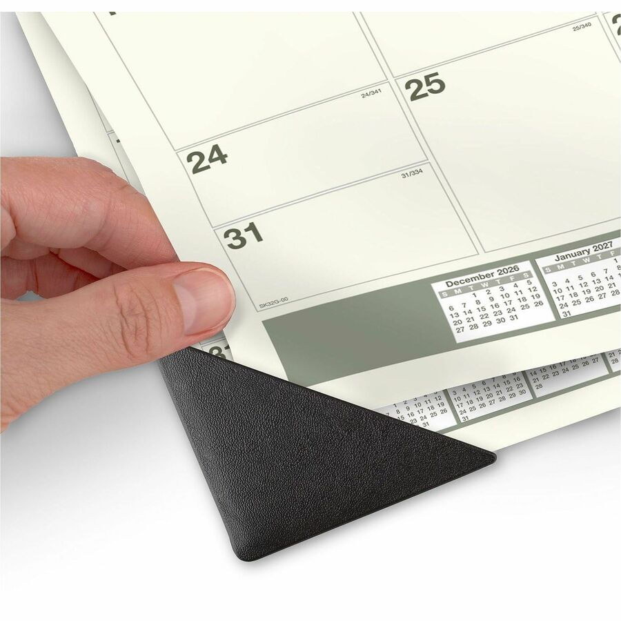 Recycled Monthly Desk Pad, 22 x 17, Sand/Green Sheets, Black Binding, Black Corners, 12-Month (Jan to Dec): 2024