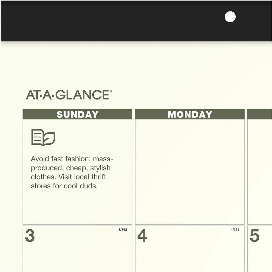 Recycled Monthly Desk Pad, 22 x 17, Sand/Green Sheets, Black Binding, Black Corners, 12-Month (Jan to Dec): 2024