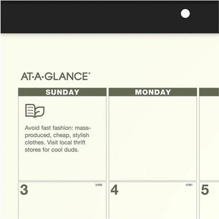 Recycled Monthly Desk Pad, 22 x 17, Sand/Green Sheets, Black Binding, Black Corners, 12-Month (Jan to Dec): 2024
