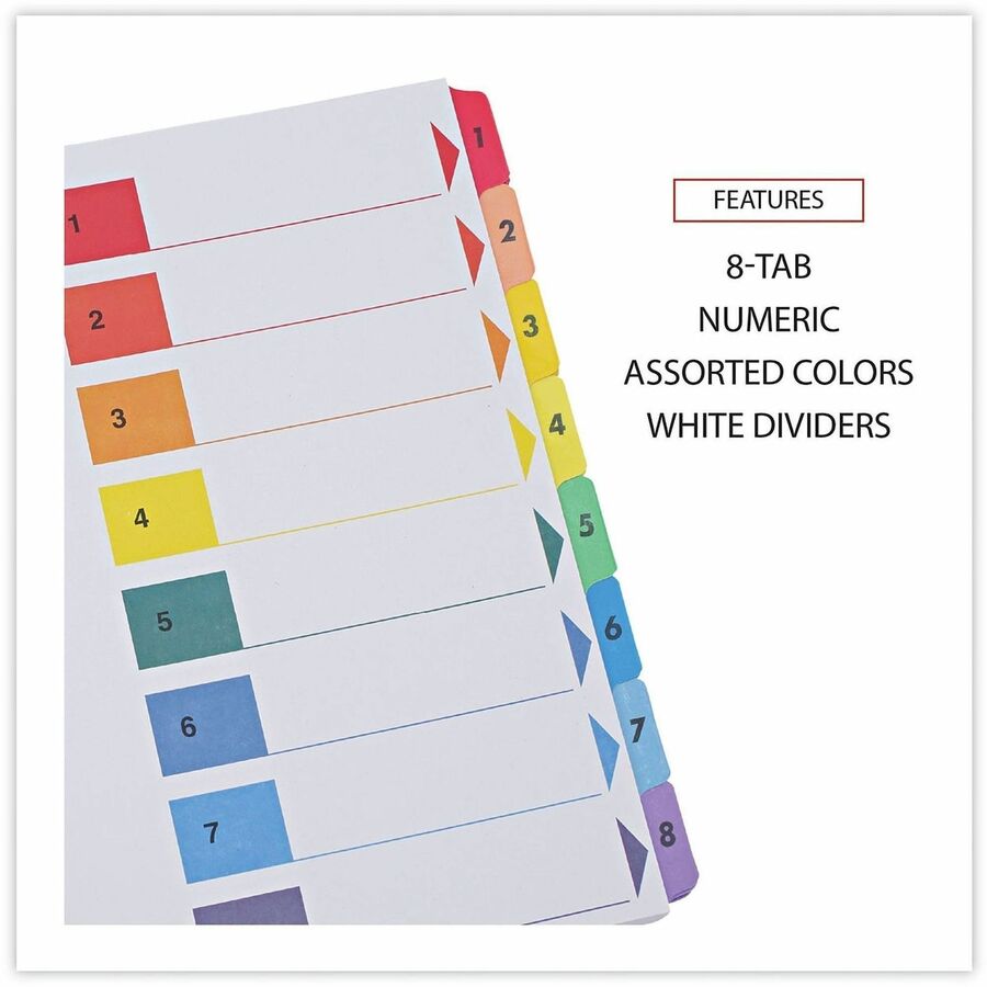 Deluxe Table of Contents Dividers for Printers, 8-Tab, 1 to 8; Table Of Contents, 11 x 8.5, White, 6 Sets