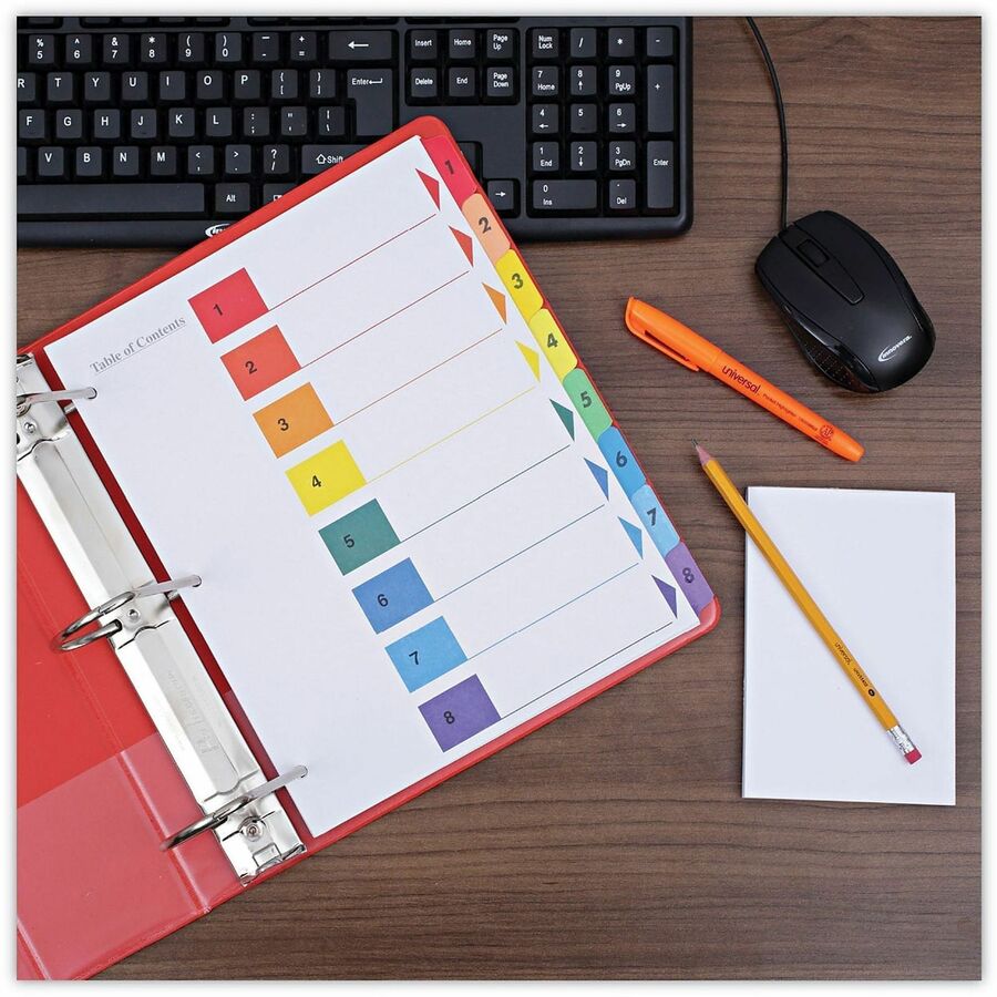 Deluxe Table of Contents Dividers for Printers, 8-Tab, 1 to 8; Table Of Contents, 11 x 8.5, White, 6 Sets