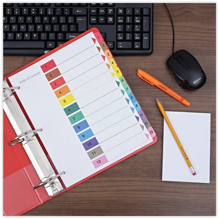 Deluxe Table of Contents Dividers for Printers, 12-Tab, 1 to 12; Table Of Contents, 11 x 8.5, White, 6 Sets