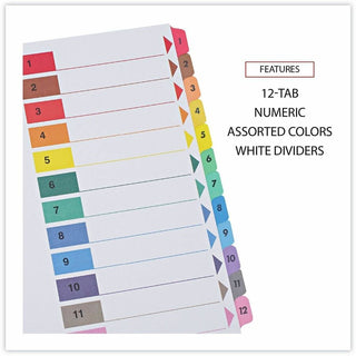 Deluxe Table of Contents Dividers for Printers, 12-Tab, 1 to 12; Table Of Contents, 11 x 8.5, White, 6 Sets
