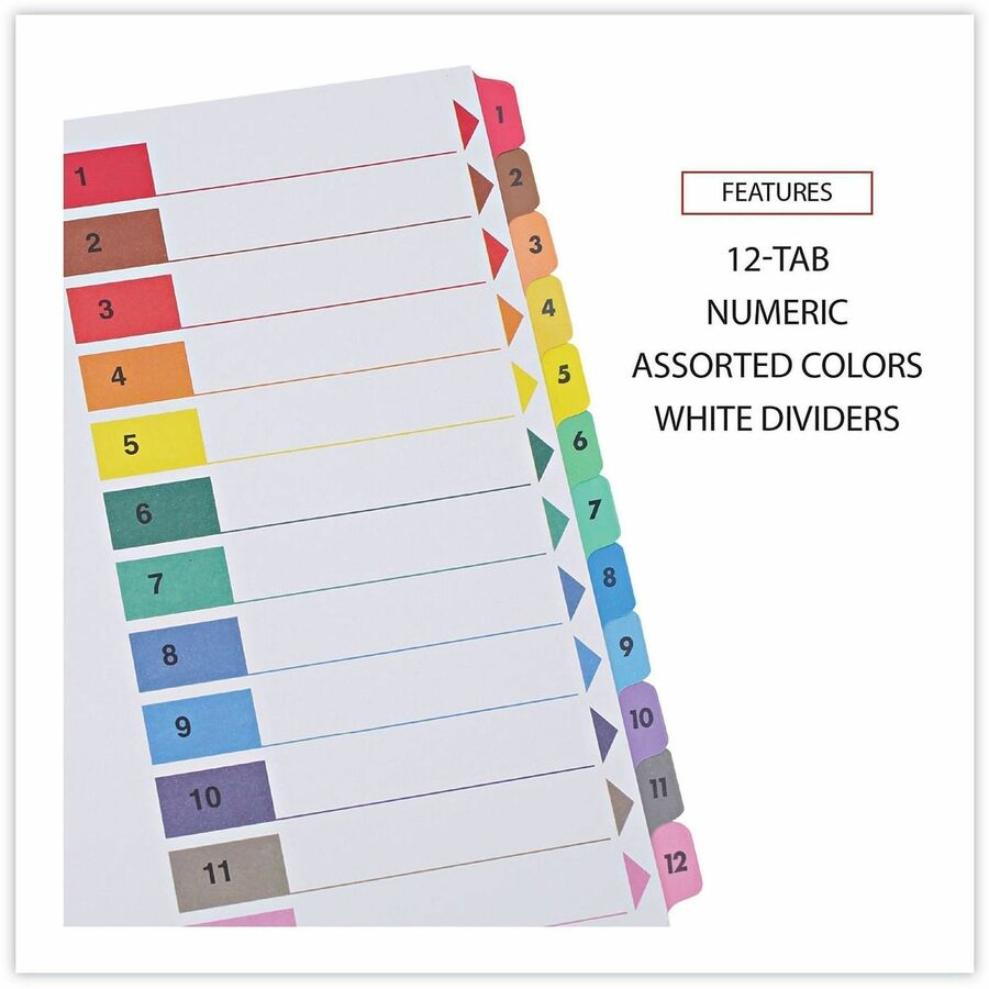 Deluxe Table of Contents Dividers for Printers, 12-Tab, 1 to 12; Table Of Contents, 11 x 8.5, White, 6 Sets