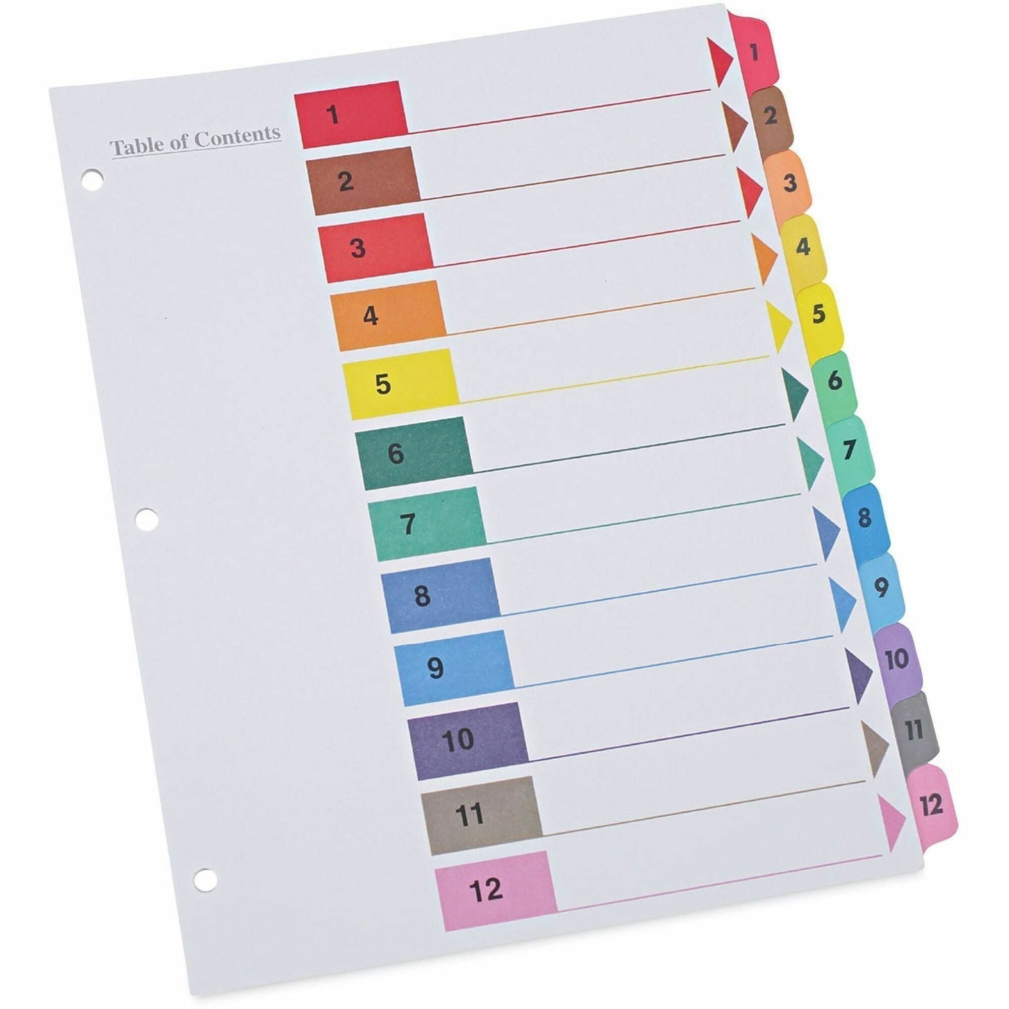 Deluxe Table of Contents Dividers for Printers, 12-Tab, 1 to 12; Table Of Contents, 11 x 8.5, White, 6 Sets