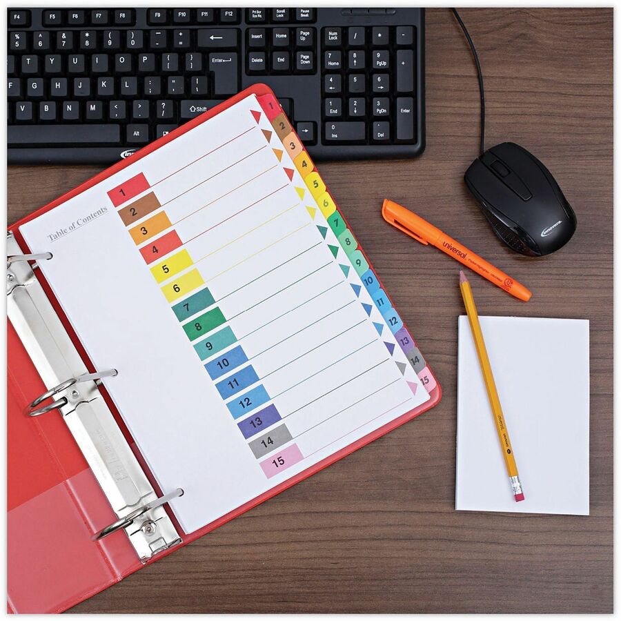 Deluxe Table of Contents Dividers for Printers, 15-Tab, 1 to 15; Table Of Contents, 11 x 8.5, White, 6 Sets