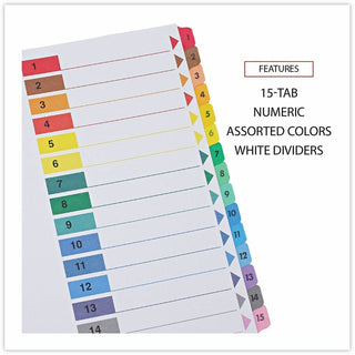 Deluxe Table of Contents Dividers for Printers, 15-Tab, 1 to 15; Table Of Contents, 11 x 8.5, White, 6 Sets