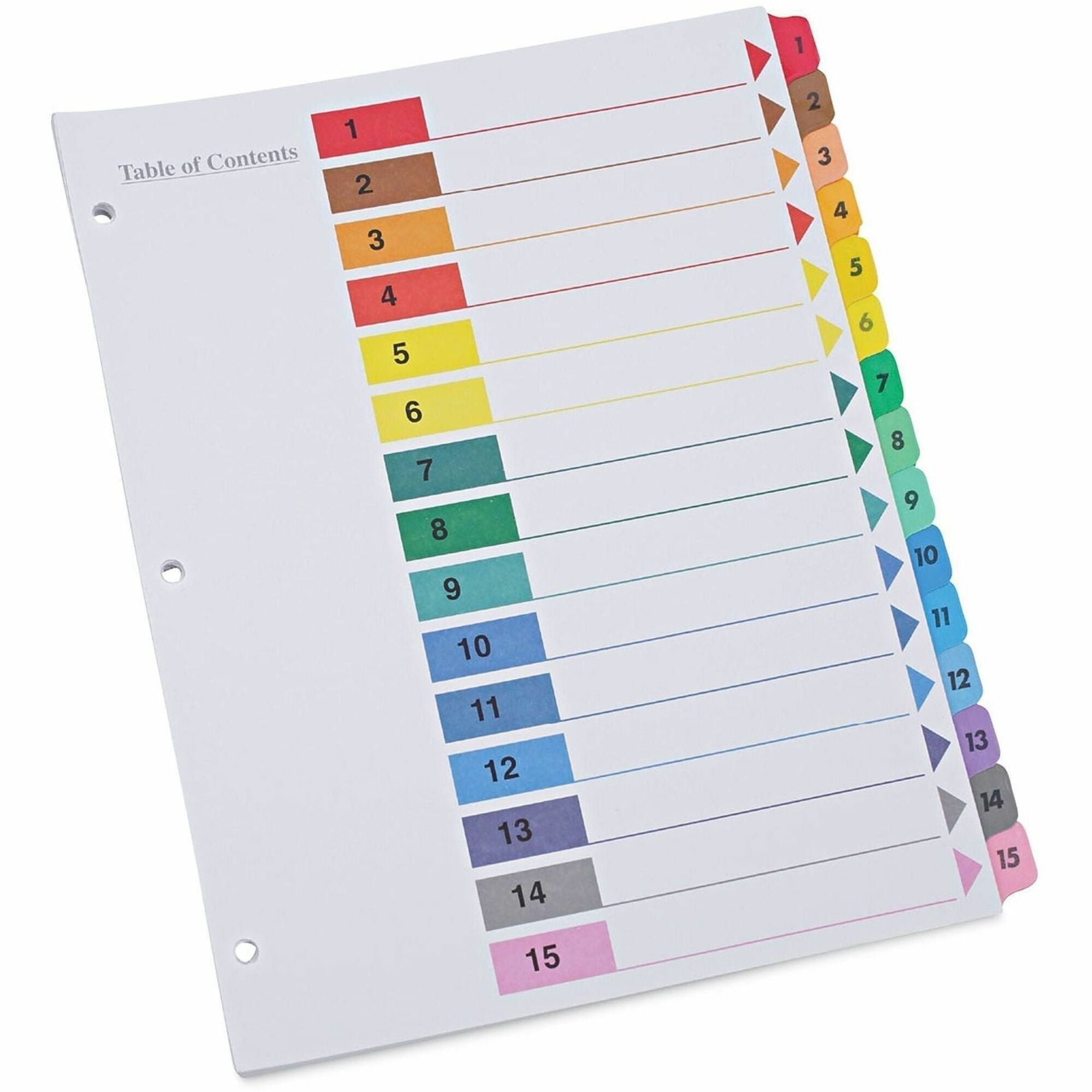 Deluxe Table of Contents Dividers for Printers, 15-Tab, 1 to 15; Table Of Contents, 11 x 8.5, White, 6 Sets