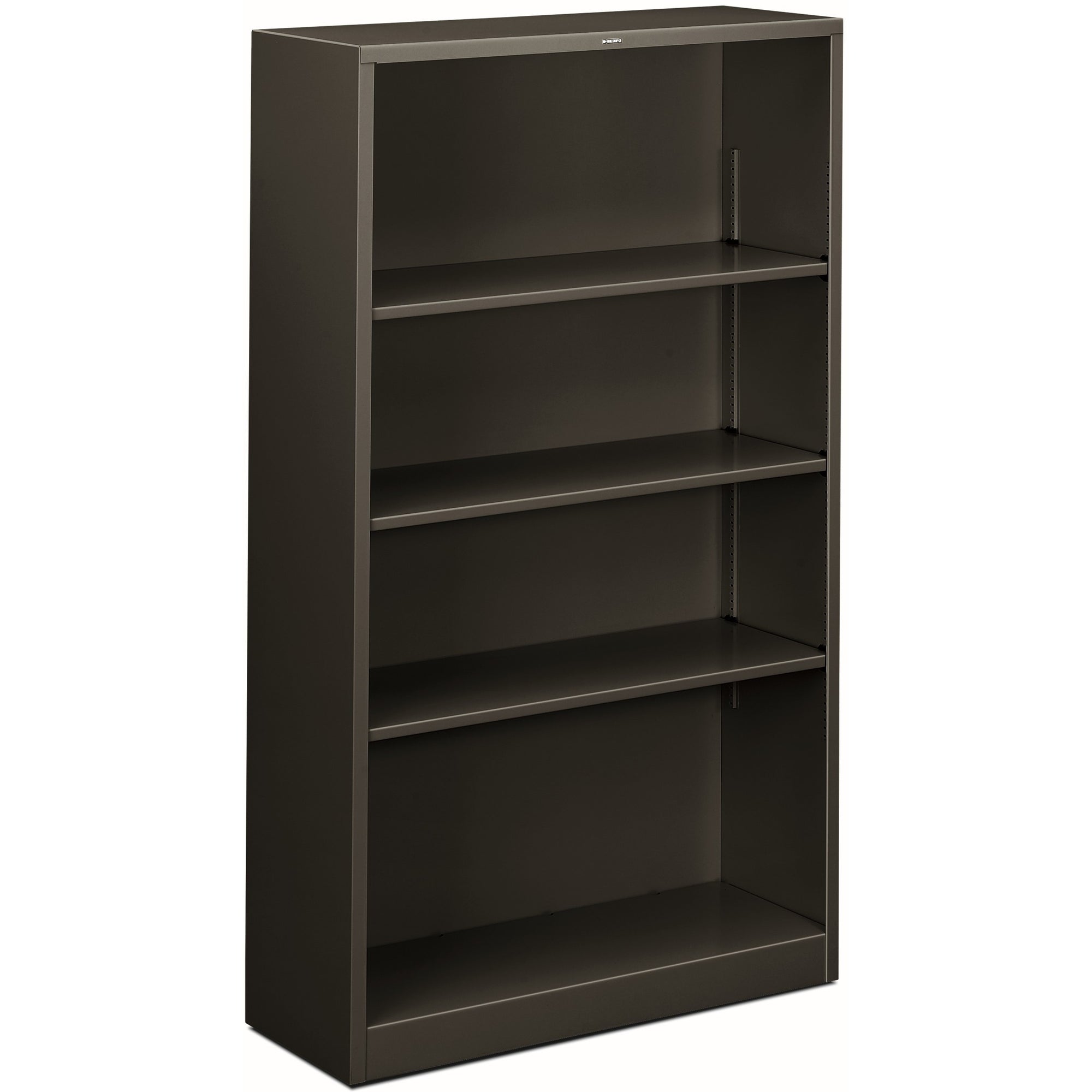 Metal Bookcase, Four-Shelf, 34.5w x 12.63d x 59h, Charcoal