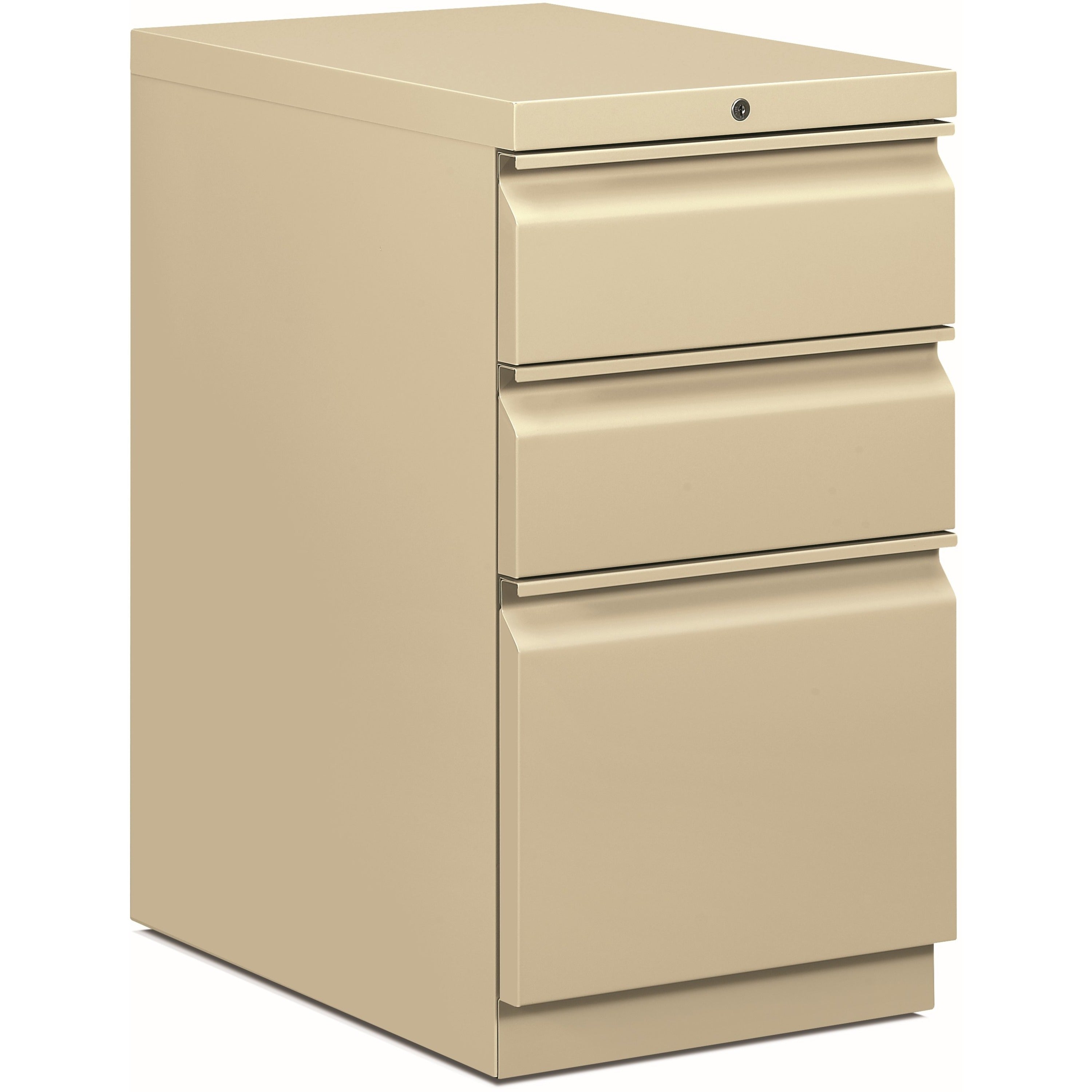 Brigade Mobile Pedestal with Pencil Tray Insert Left/Right, 3-Drawers: Box/Box/File, Letter, Putty, 15" x 22.88" x 28