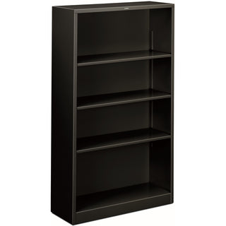 Metal Bookcase, Four-Shelf, 34.5w x 12.63d x 59h, Black