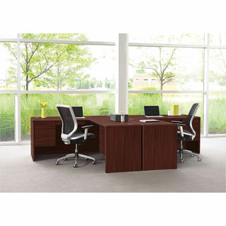 HON 10700 H10742 Pedestal Credenza - 72" x 24"29.5" - 4 x File Drawer(s) - Double Pedestal - Waterfall Edge - Finish: Mahogany